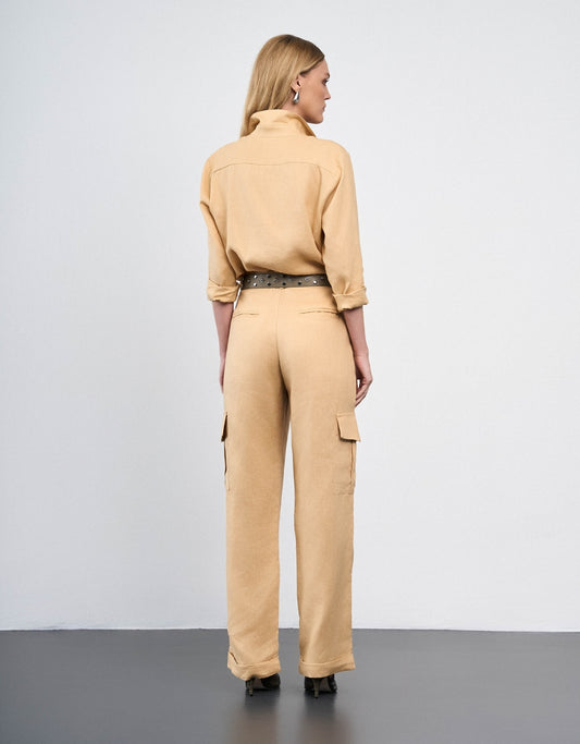 CALÇA LINEN BOLSOS MADRE REINA LINHO DESERT