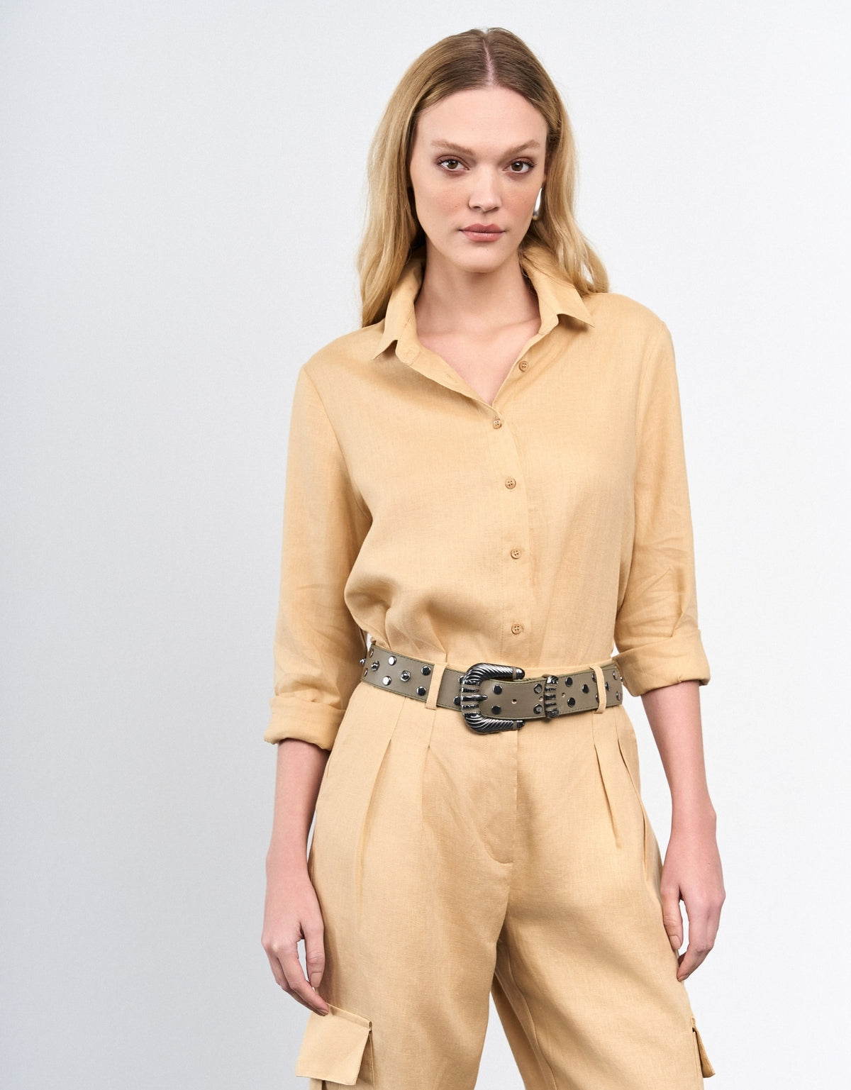 CALÇA LINEN BOLSOS MADRE REINA LINHO DESERT