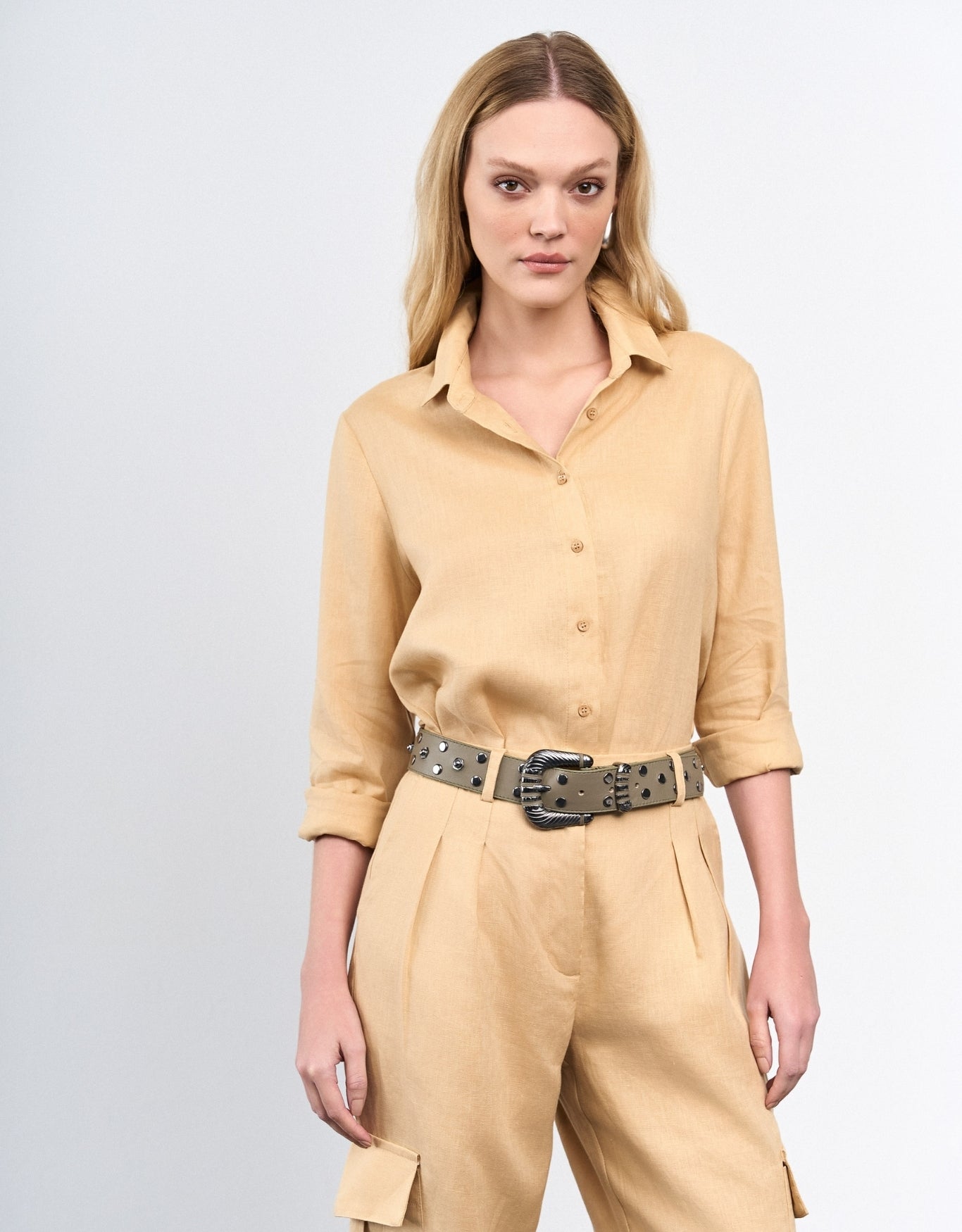 CALÇA LINEN BOLSOS MADRE REINA LINHO DESERT