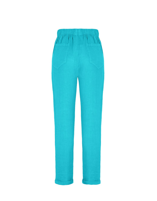 CALÇA MADRE REINA LINHO TURQUOISE