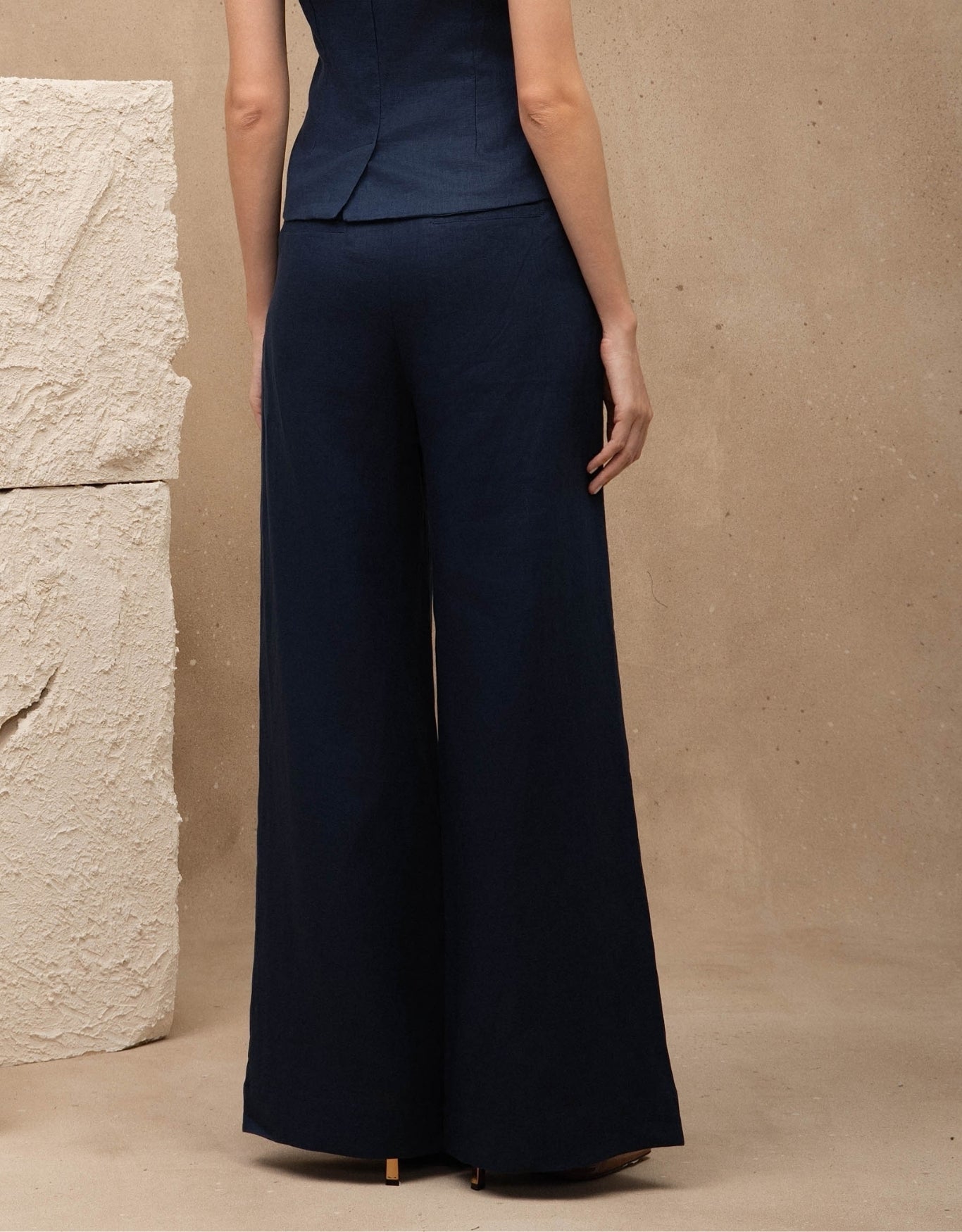 CALÇA MARIAH MADRE REINA LINHO AZUL MARINE