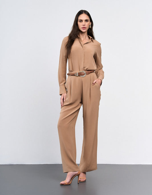 CALÇA MELINA MADRE REINA SEDA MOCCA