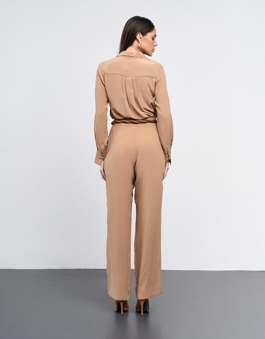 CALÇA MELINA MADRE REINA SEDA MOCCA