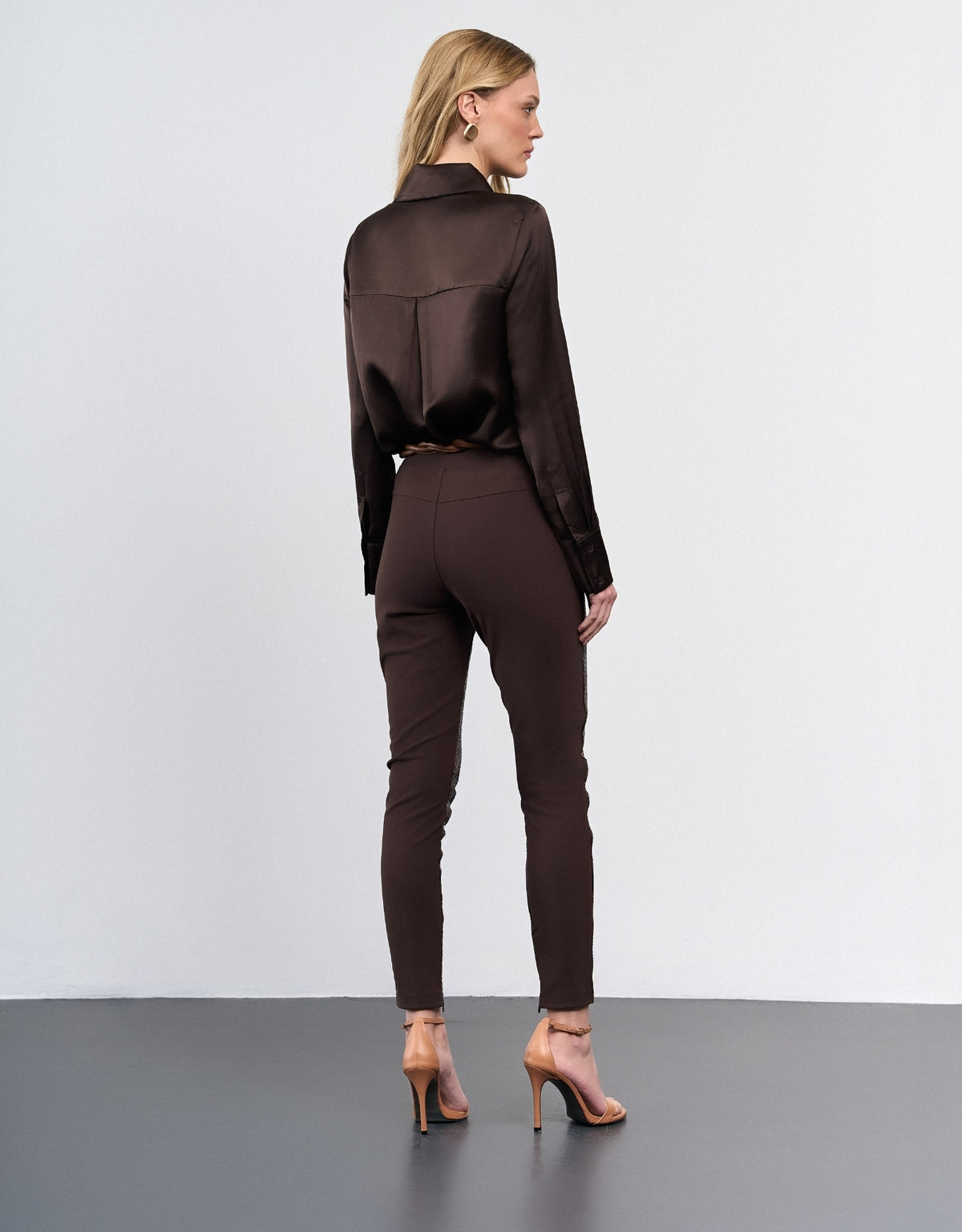 CALÇA PYTHON COM MALHA MADRE REINA DARK BROWN