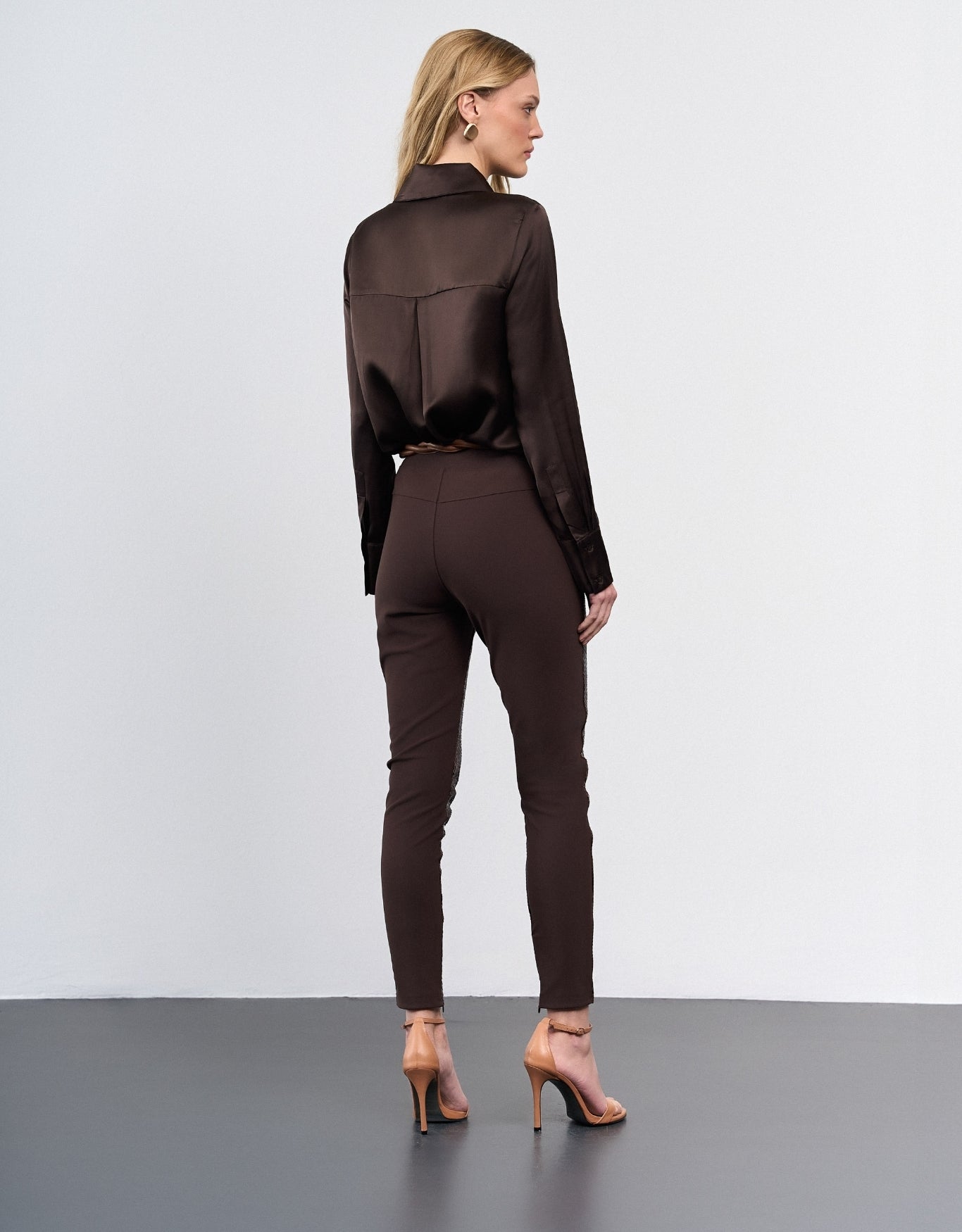 CALÇA PYTHON COM MALHA MADRE REINA DARK BROWN