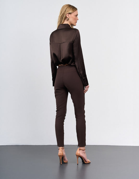 CALÇA PYTHON COM MALHA MADRE REINA DARK BROWN