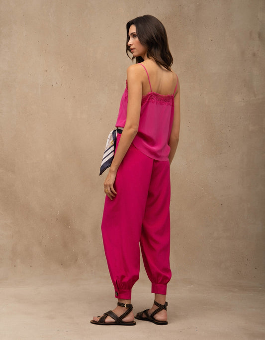 CALÇA REBECA MADRE REINA SEDA ROSA BLOOM