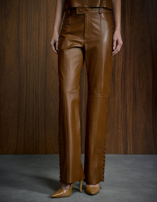 CALÇA SOPHIA MADRE REINA COURO WHISKY