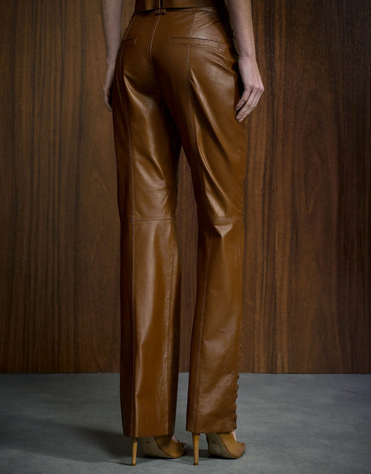 CALÇA SOPHIA MADRE REINA COURO WHISKY