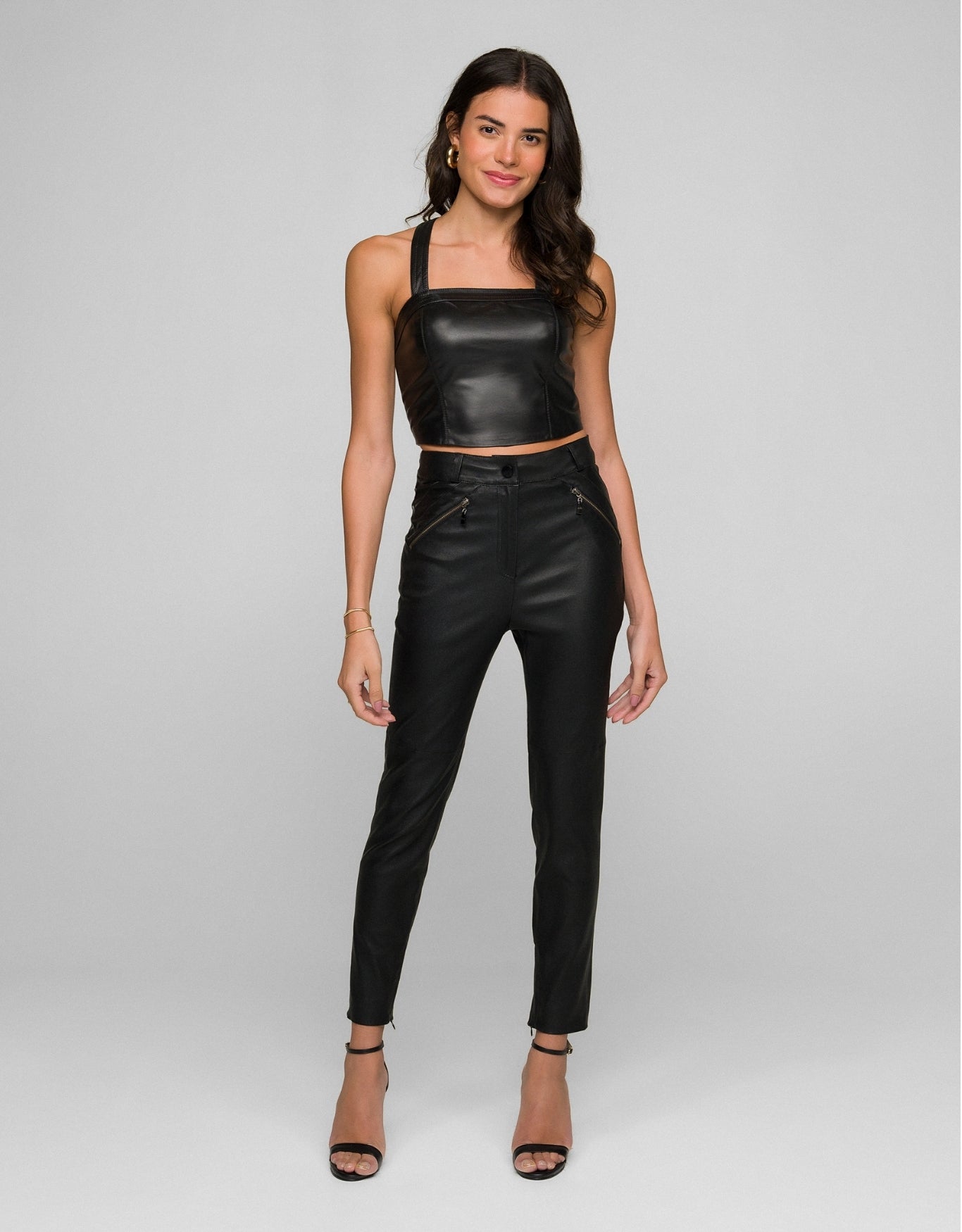 CALÇA  STRECH MADRE REINA COURO PRETO