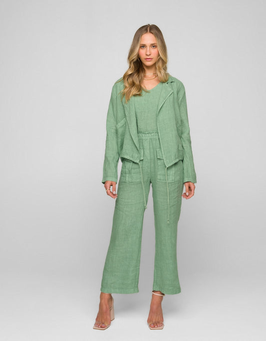 CALÇA TEREZA MADRE REINA LINHO VERDE MENTA