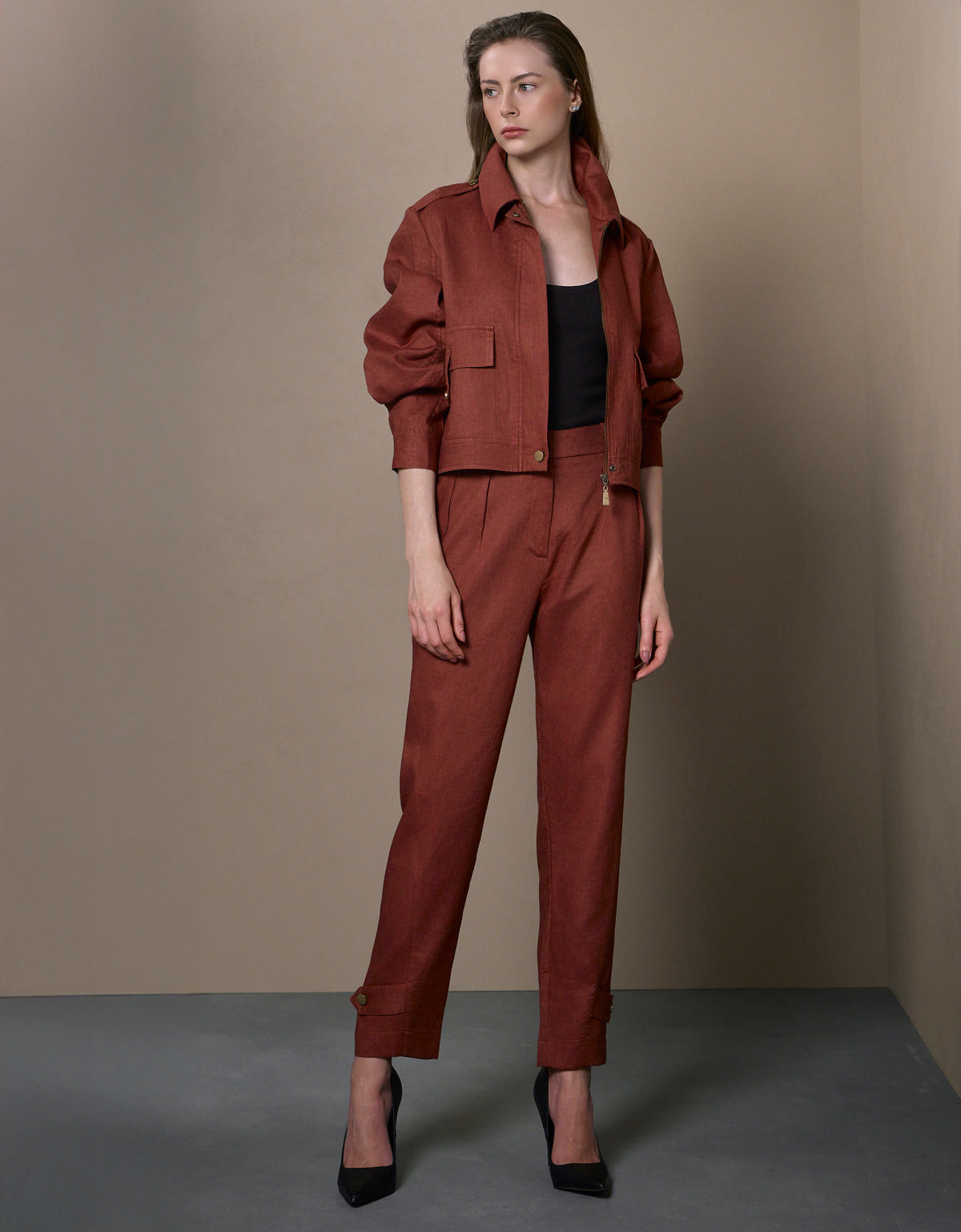 CALÇA NANDA MADRE REINA LINHO CANELA