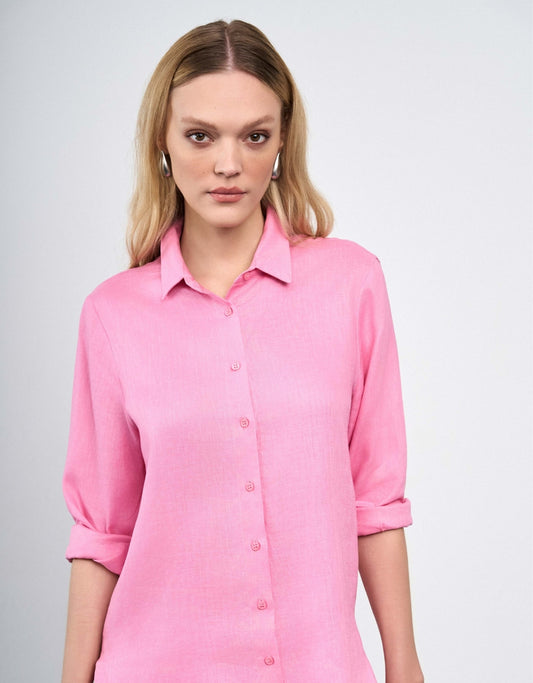 CAMISA ANNA MADRE REINA LINHO ROSA CRISTAL