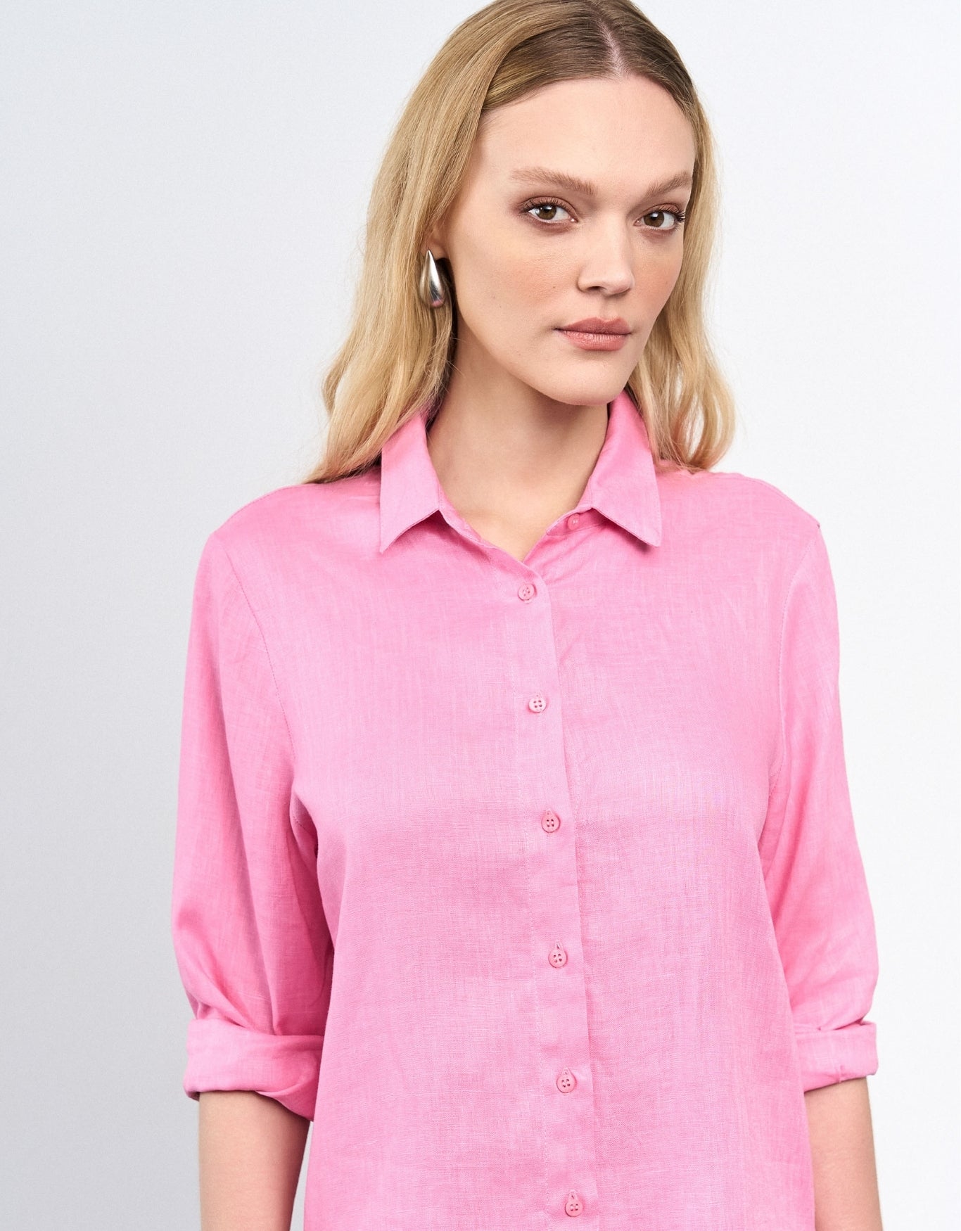 CAMISA ANNA MADRE REINA LINHO ROSA CRISTAL