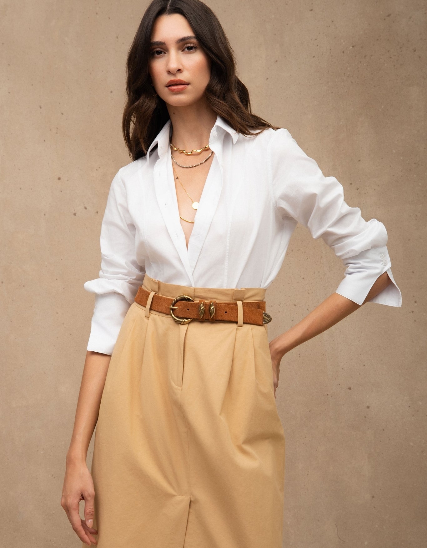 CAMISA ANNA MADRE REINA TRICOLINE OFF WHITE