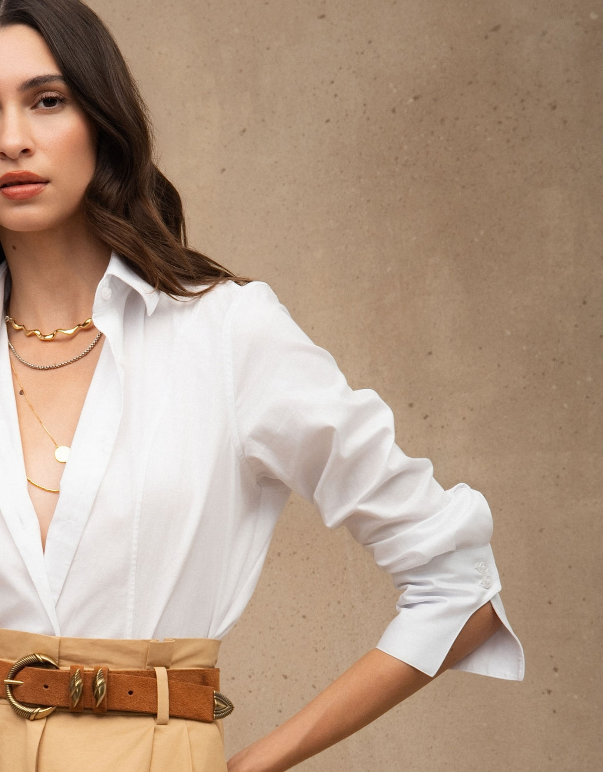 CAMISA ANNA MADRE REINA TRICOLINE OFF WHITE