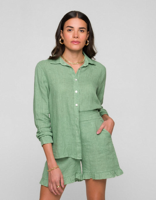 CAMISA CAROL MADRE REINA LINHO VERDE MENTA