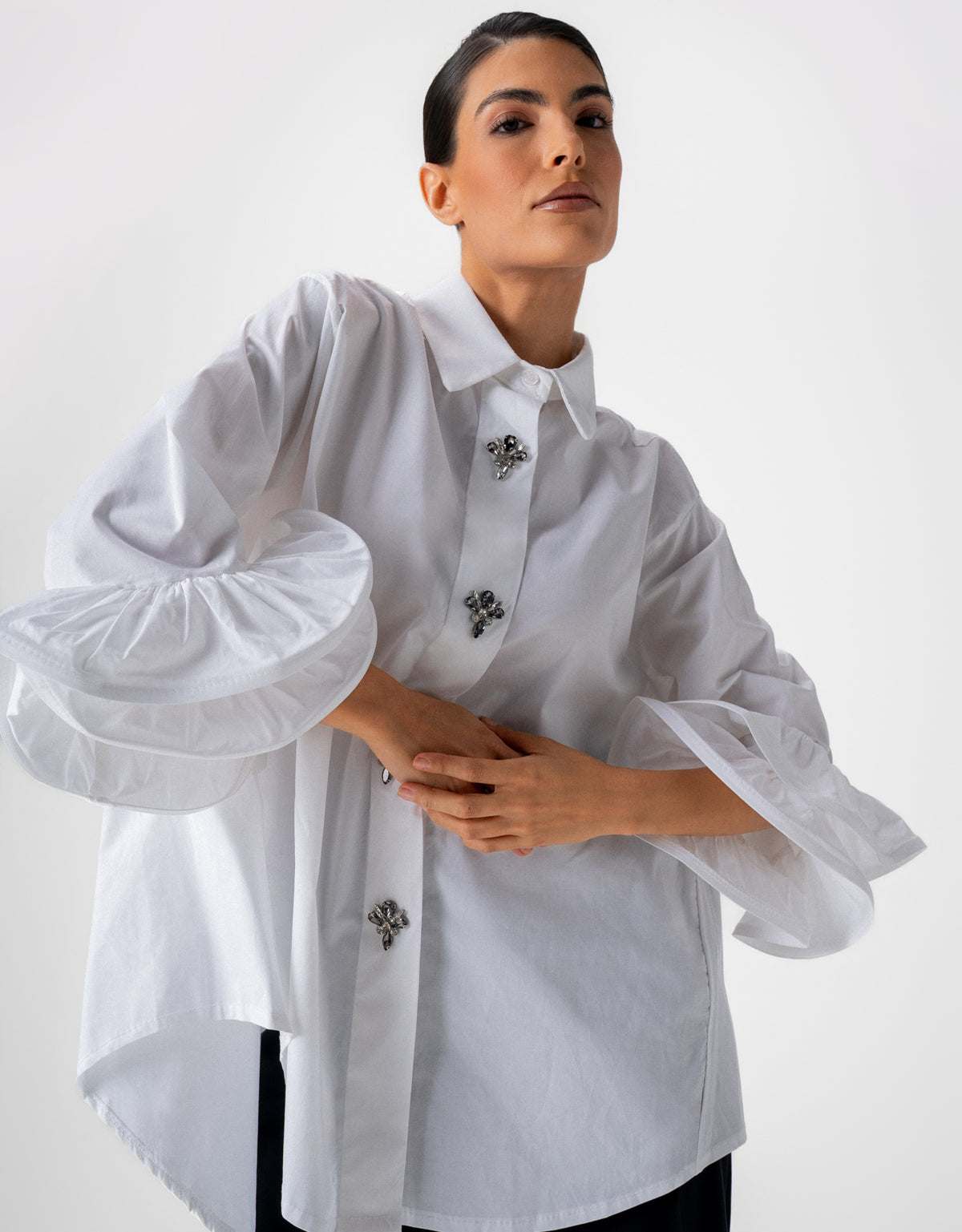 CAMISA CLARISSA MADRE REINA TRICOLINE BRANCO