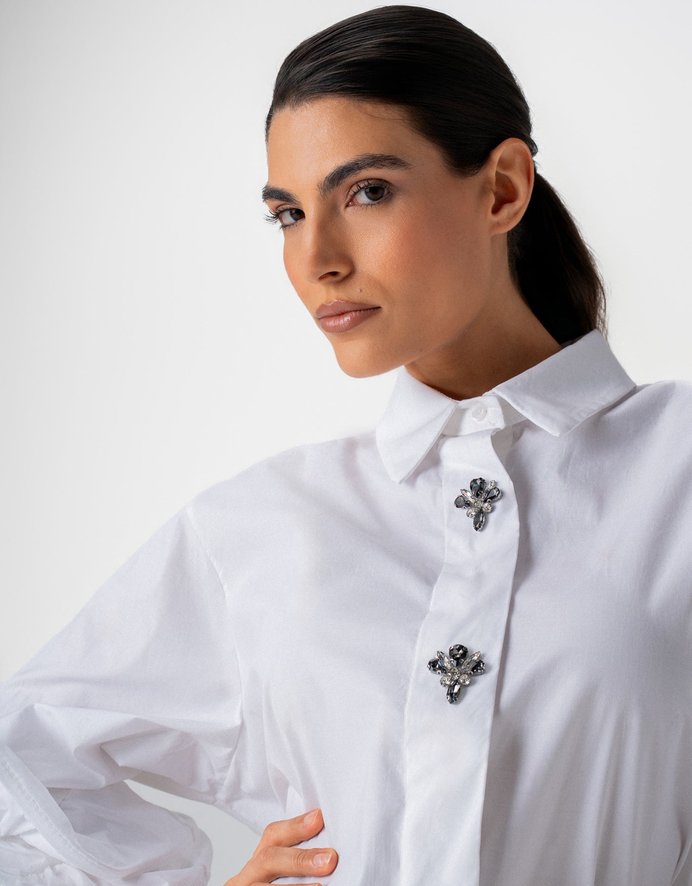 CAMISA CLARISSA MADRE REINA TRICOLINE BRANCO