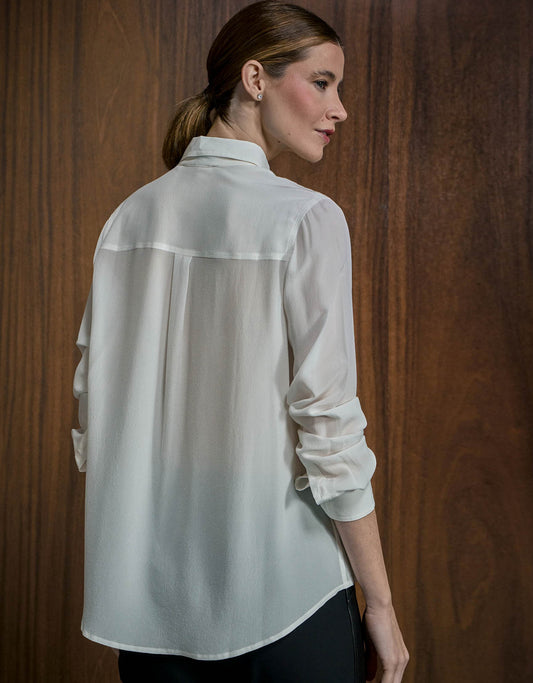 CAMISA CLÁSSICA MADRE REINA SEDA OFF WHITE