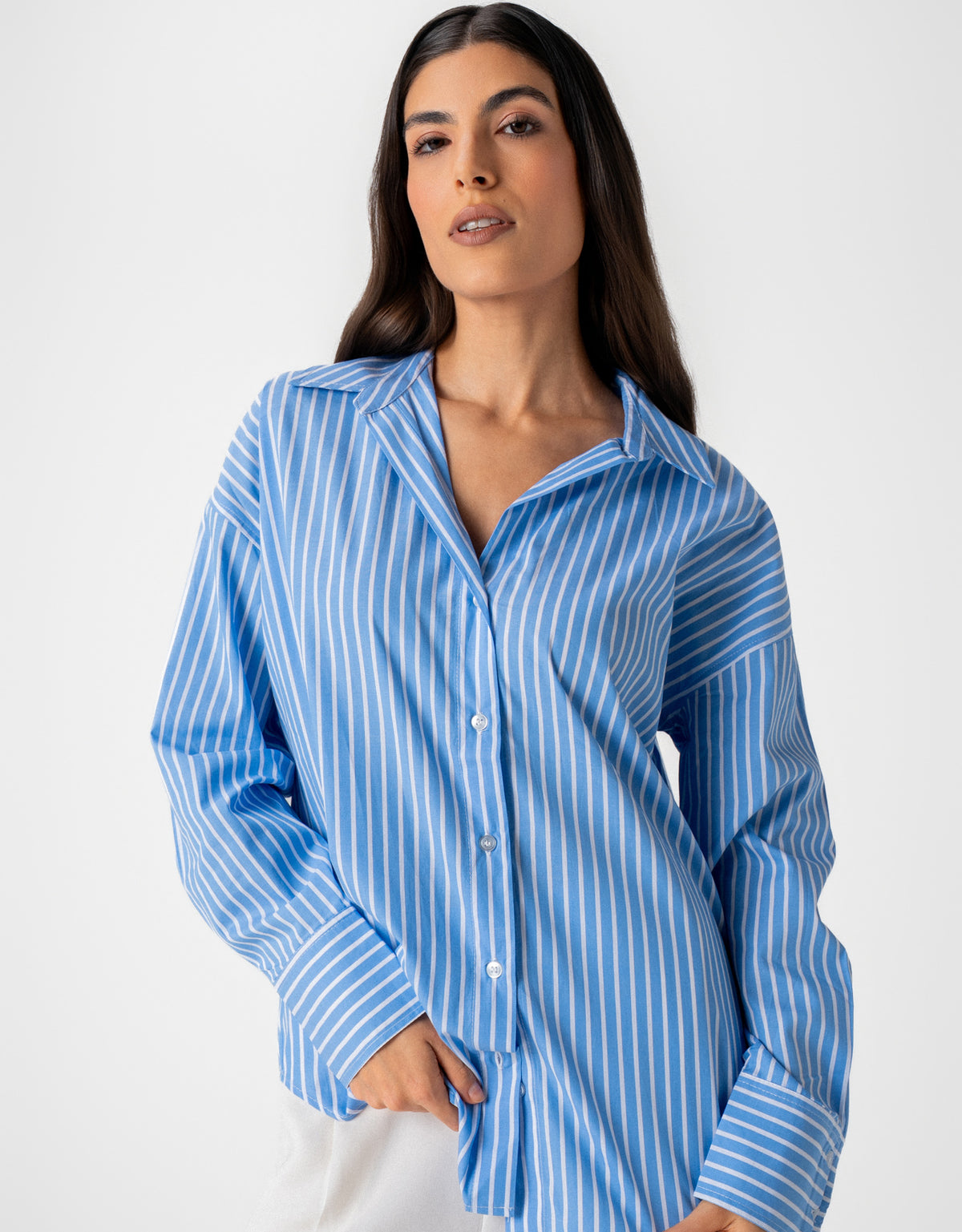 CAMISA FABIA MADRE REINA AZUL LISTRAS