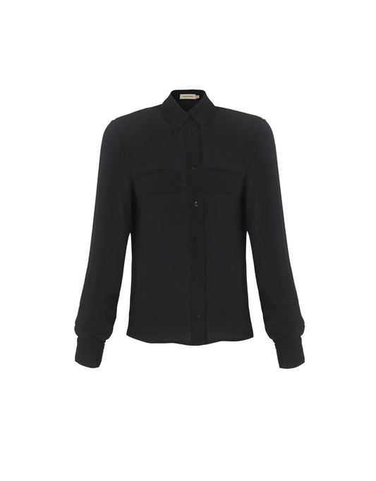 CAMISA LAÍS MADRE REINA SEDA PRETA