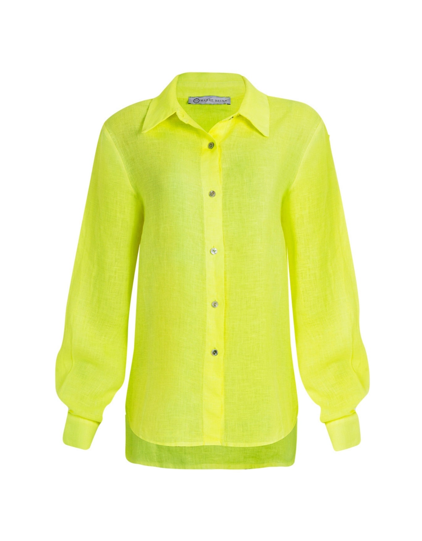 CAMISA MADRE REINA BÁSICA LINHO AMARELO NEON