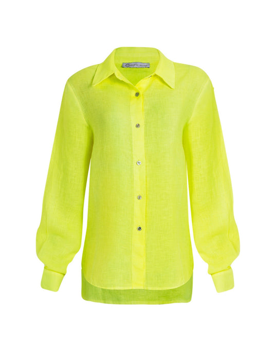 CAMISA MADRE REINA BÁSICA LINHO AMARELO NEON