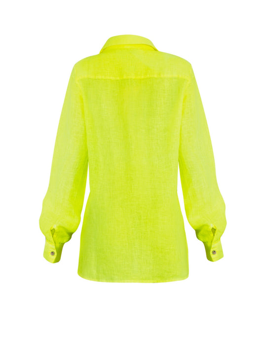 CAMISA MADRE REINA BÁSICA LINHO AMARELO NEON