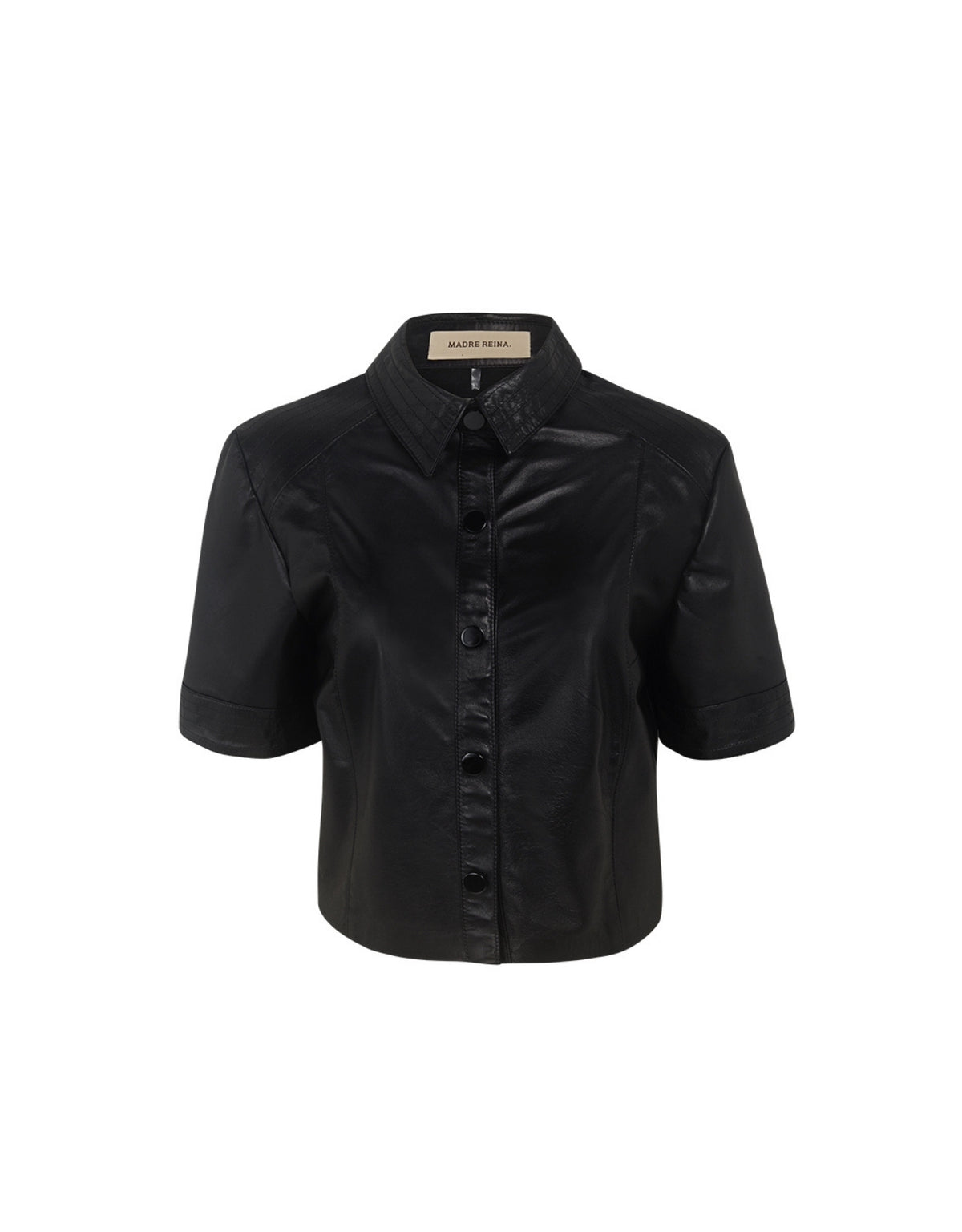 CAMISA MANGA CURTA EM COURO PRETO