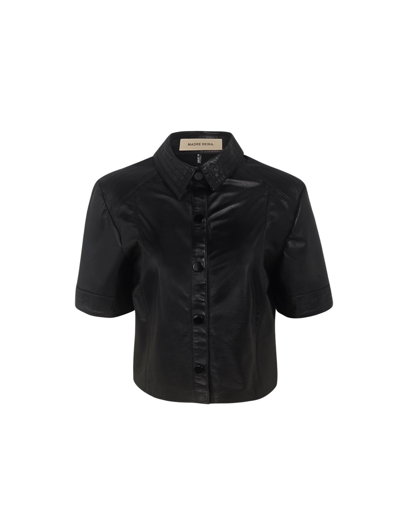 CAMISA MANGA CURTA EM COURO PRETO