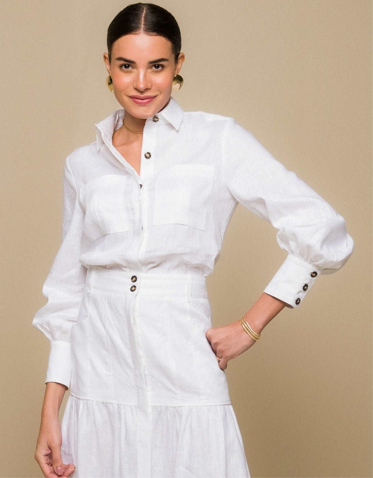 CAMISA MILLA MADRE REINA LINHO BRANCO