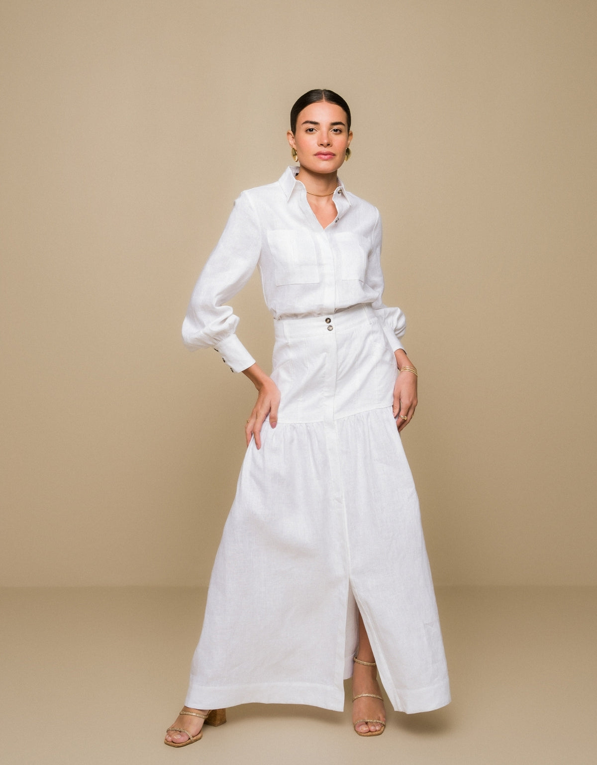 CAMISA MILLA MADRE REINA LINHO BRANCO