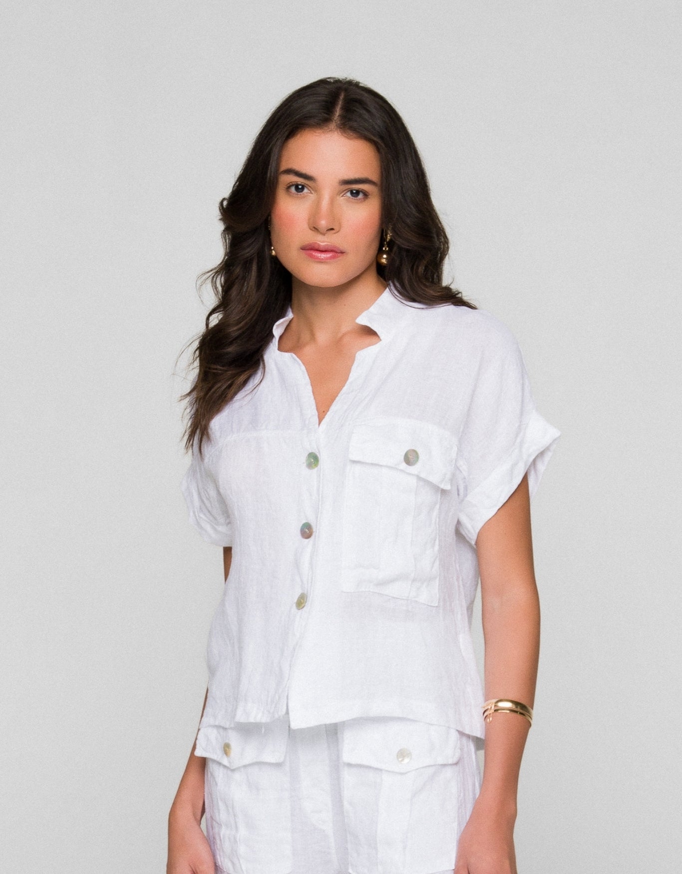 CAMISA TEREZA MADRE REINA LINHO BRANCO
