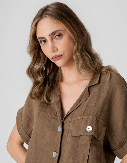 CAMISA TEREZA MADRE REINA LINHO NOZES