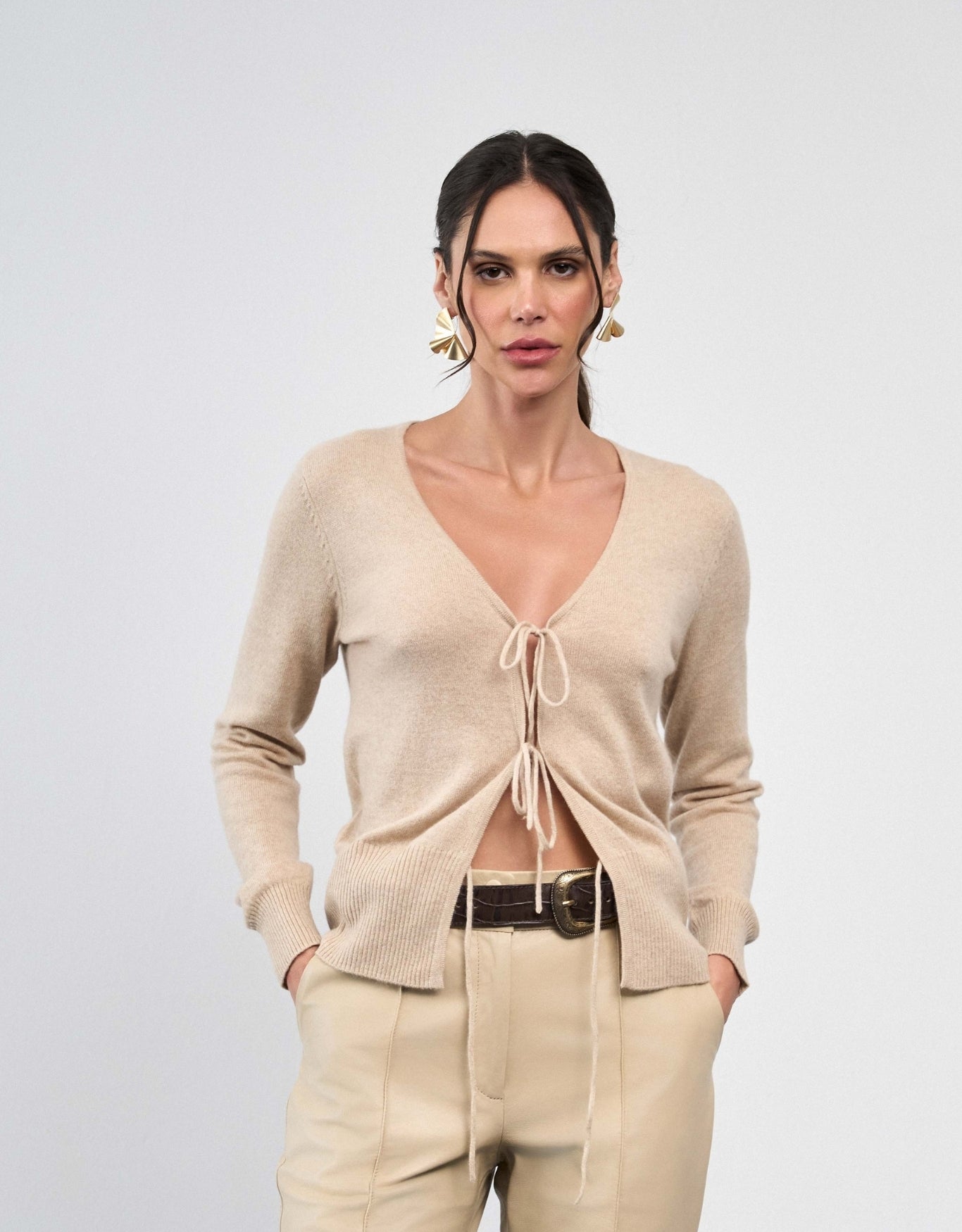 CARDIGAN AMARRAÇÃO MADRE REINA CASHMERE DESERT