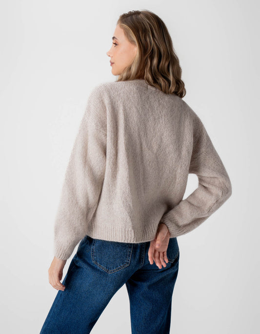 CARDIGAN BOTÕES LAIS MADRE REINA BEGE