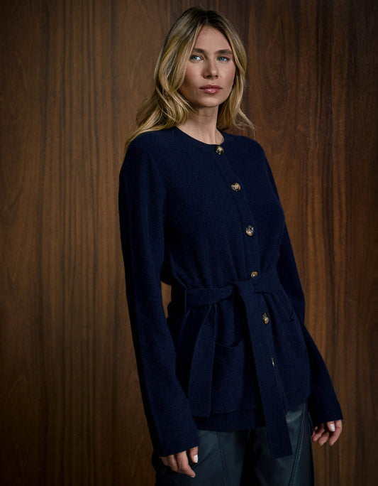 CARDIGAN CLÁSSICO MADRE REINA CASHMERE AZUL MARINE