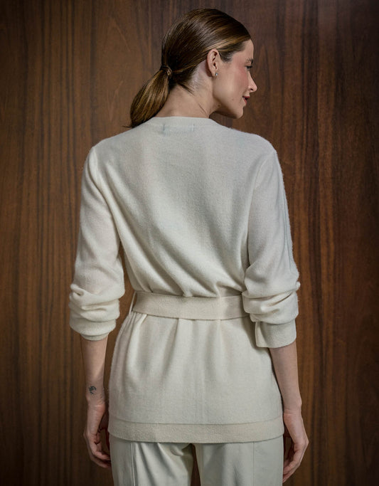CARDIGAN CLÁSSICO MADRE REINA CASHMERE OFF WHITE