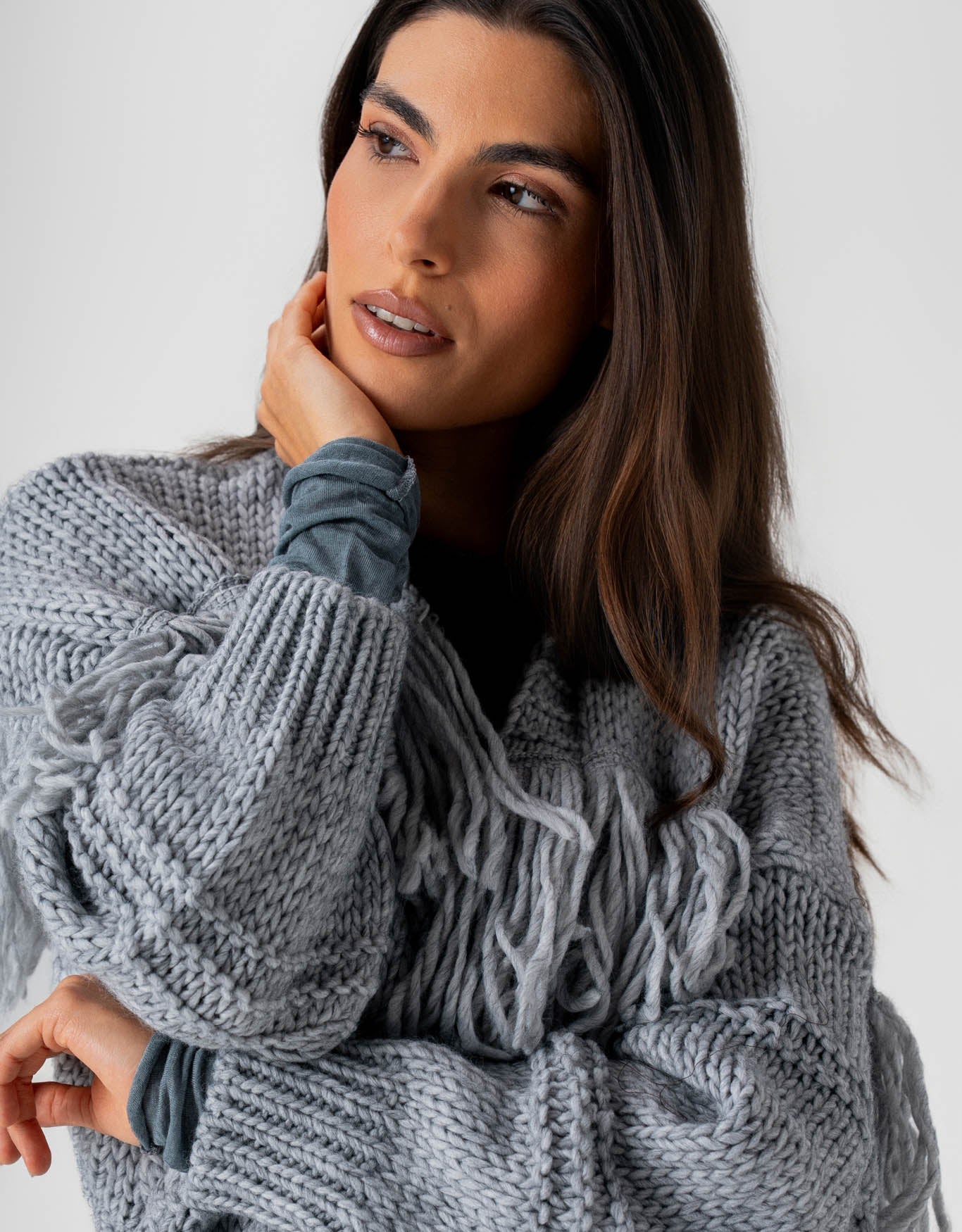 CARDIGAN LUNA MADRE REINA TRICOT CINZA