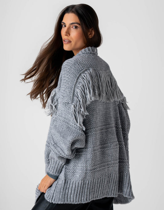 CARDIGAN LUNA MADRE REINA TRICOT CINZA