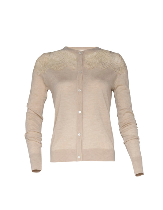 CARDIGAN RENDA MADRE REINA CASHMERE CAMEL