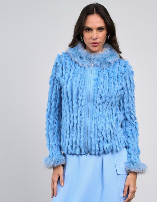 CASACO BIA MADRE REINA PELE AZUL JEANS