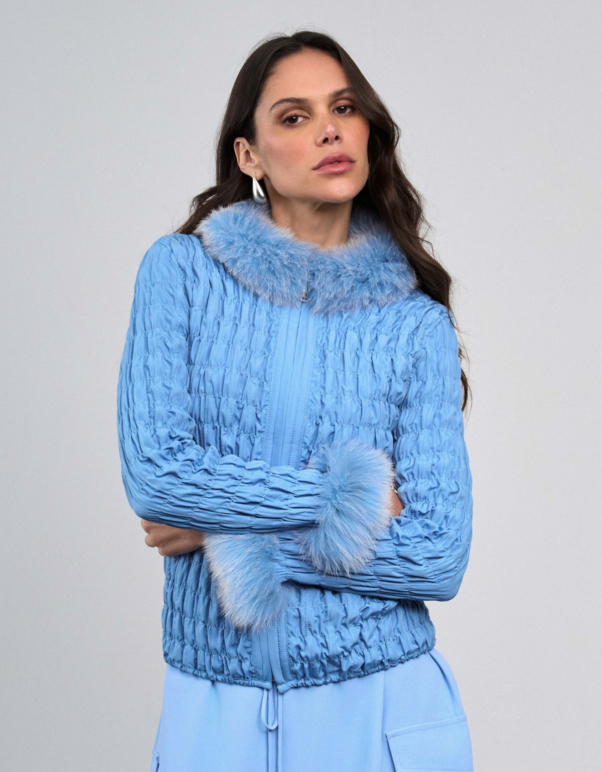 CASACO BIA MADRE REINA PELE AZUL JEANS