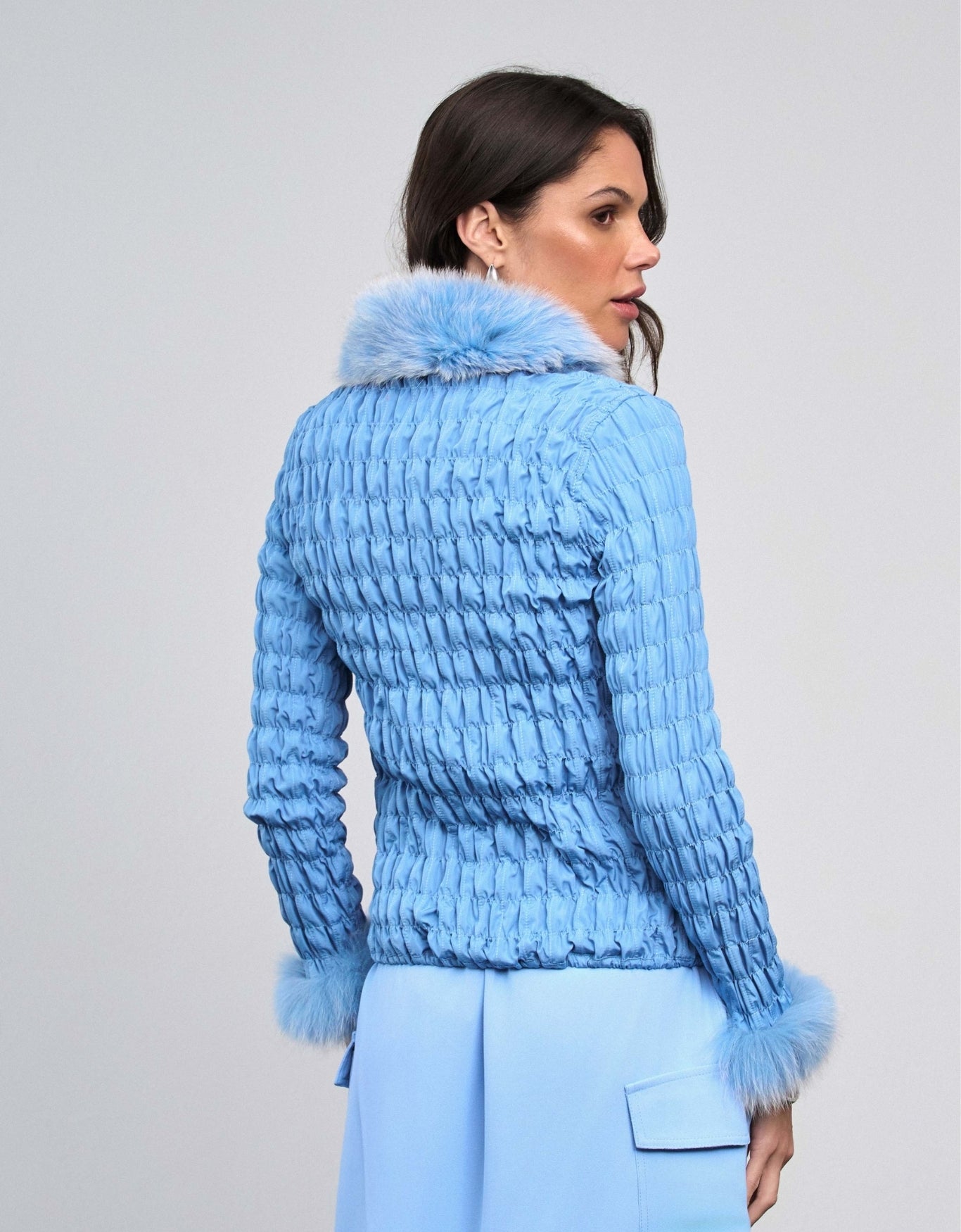 CASACO BIA MADRE REINA PELE AZUL JEANS