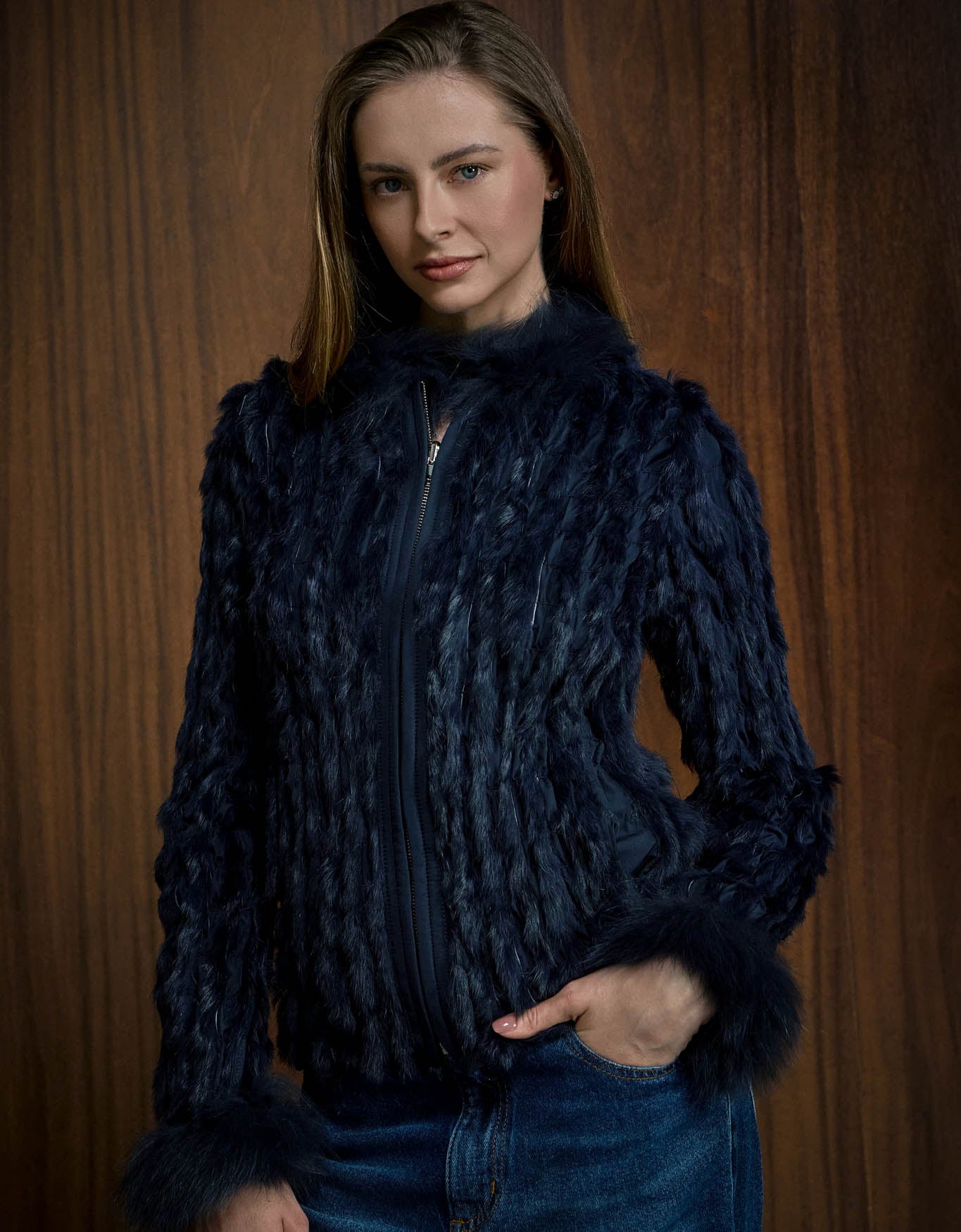 CASACO BIA MADRE REINA PELE AZUL MARINE