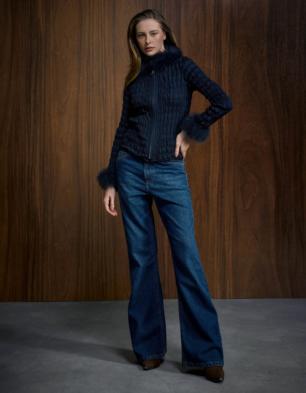 CASACO BIA MADRE REINA PELE AZUL MARINE