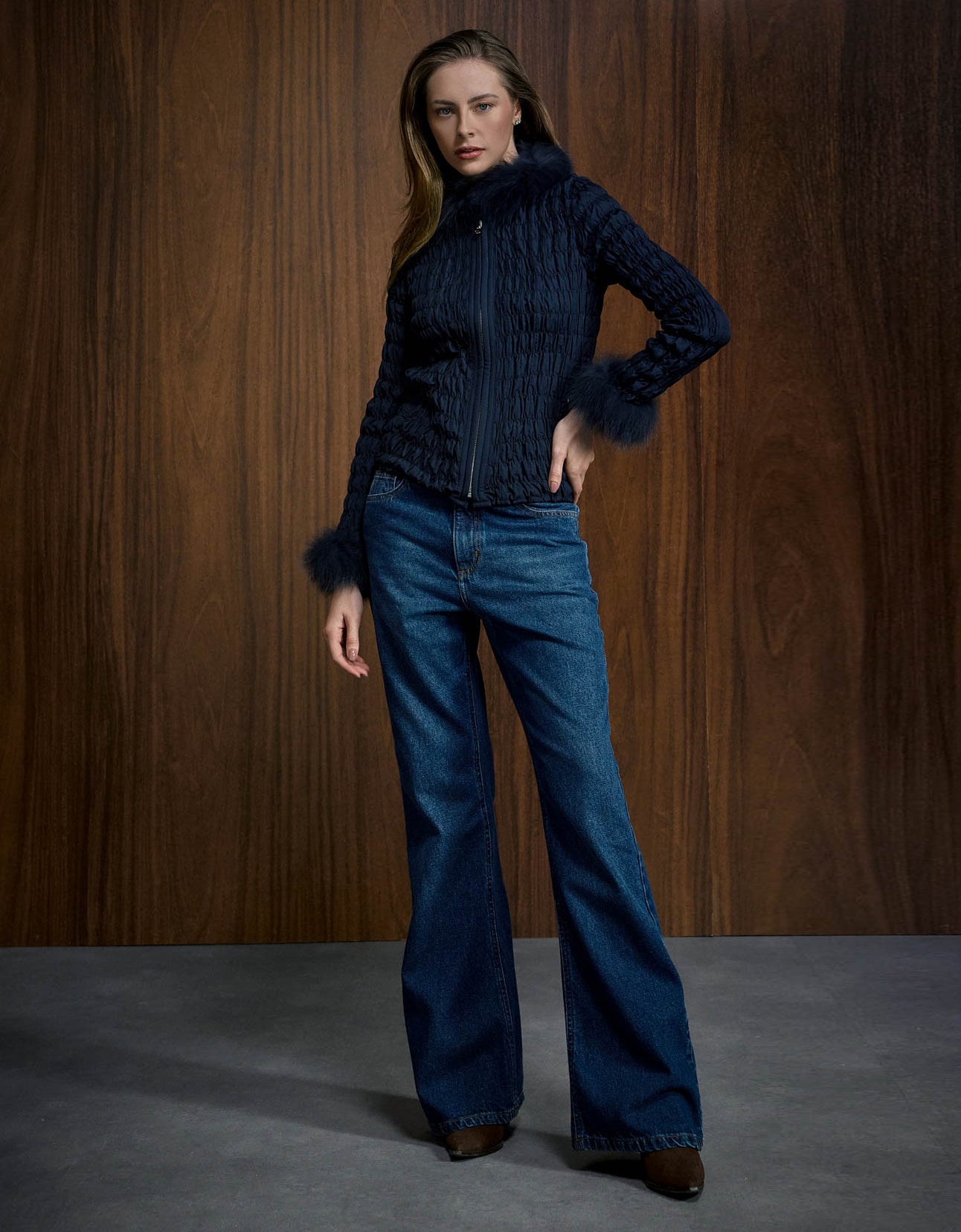 CASACO BIA MADRE REINA PELE AZUL MARINE