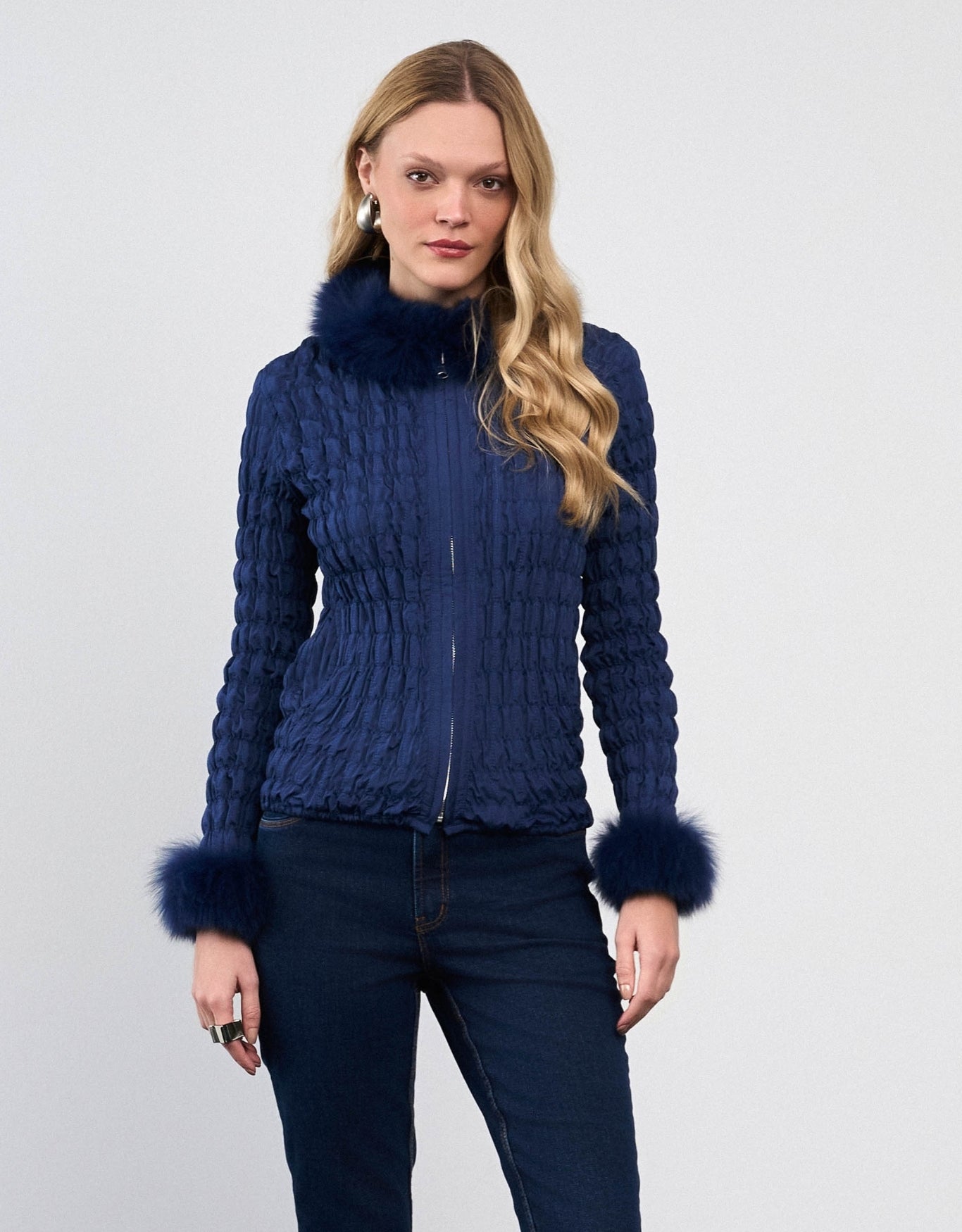 CASACO BIA MADRE REINA PELE NAVY