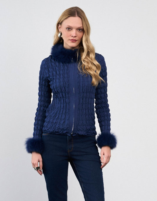 CASACO BIA MADRE REINA PELE NAVY